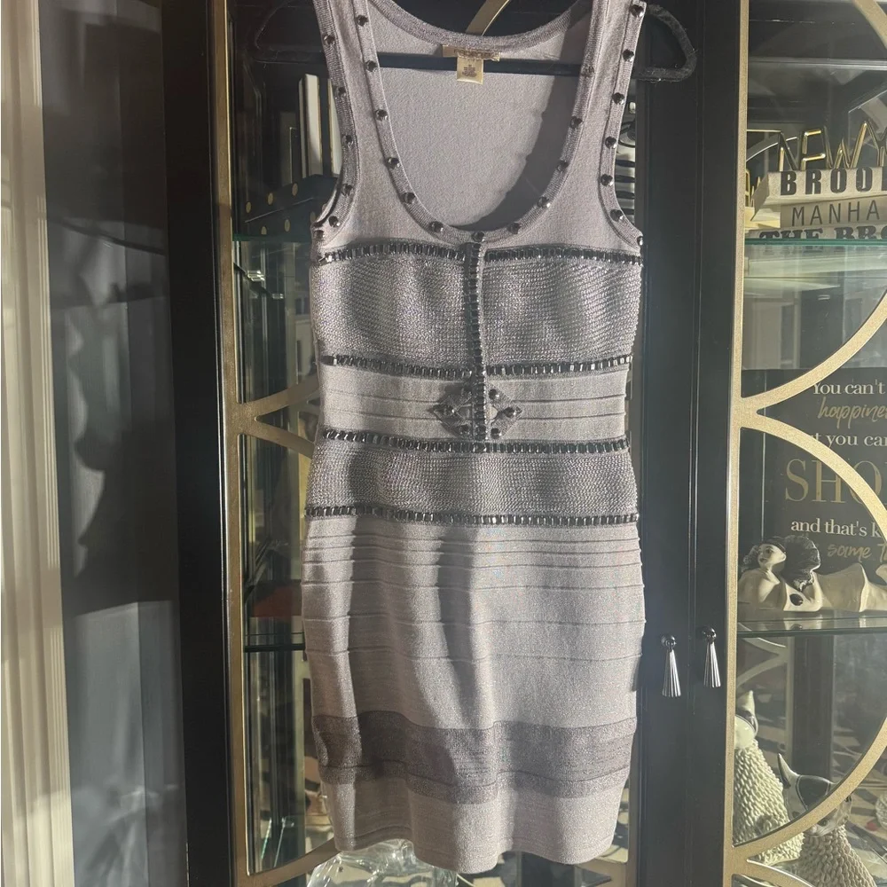 Arden B Silver Sleeveless Bodycon Mini Dress - Picture 1 of 7